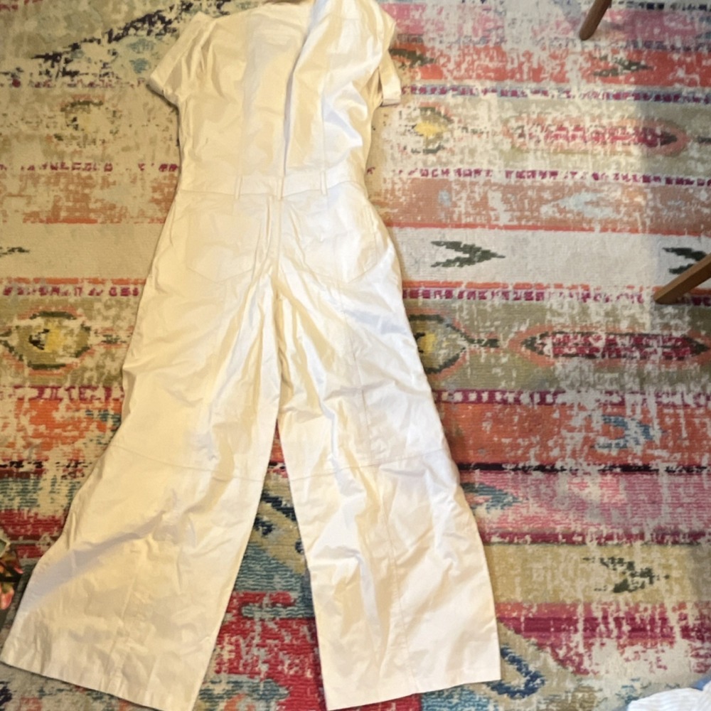 Zara Beige Collared Short Sleeve Wide-Leg Women's Regular Fit Jumpsuit Size S - Picture 10 of 11